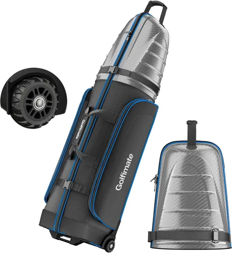 Golf Travel Bags for Airlines with Carbon Fiber Hard Top, Protective Club Traveling Cover with Wheel, Golf Club Carrier Case for Airplanes, Thick