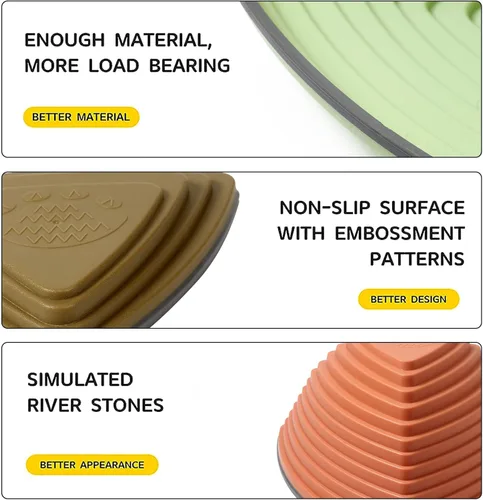 Miniatura 7 de makarci Stepping Stones para niños, 12 piezas de carreras de obstáculos para jugar en interiores y exteriores, borde de goma completo de plástico 12