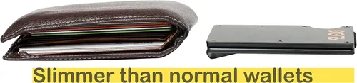 Miniatura 6 de Cartera para hombre, con bloqueo RFID, delgada y minimalista, bolsillo frontal con clip para dinero, cartera resistente para hombres, Gris