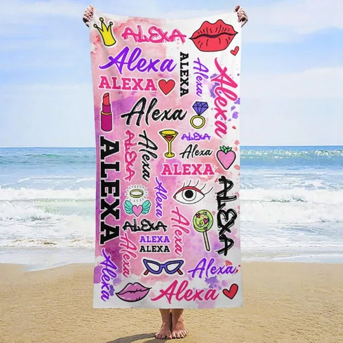 Miniatura 16 de Toallas de playa personalizadas para niños y adultos, regalos personalizados con nombre, toalla de playa de microfibra de gran tamaño de secado
