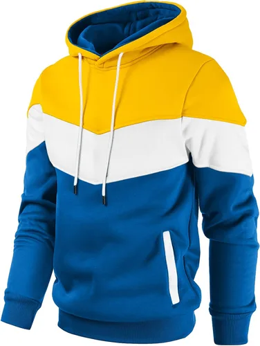Miniatura 2 de Gesean Sudadera con capucha, de manga larga, para hombre, diseño de bloque de color, estilo informal, con bolsillo