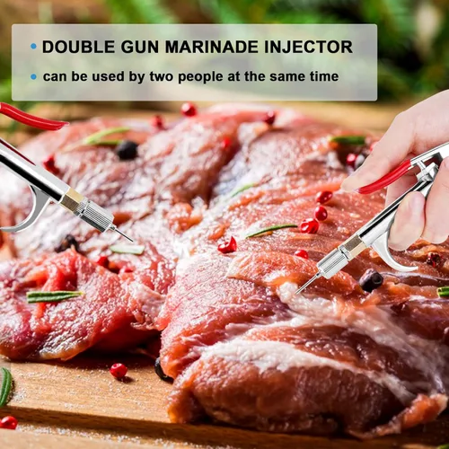 Miniatura 7 de Bomba eléctrica inyectora de carne con manguera, jeringa inyectora de marinada de acero inoxidable de 70 W con 10 agujas para barbacoa, pavo, cerdo