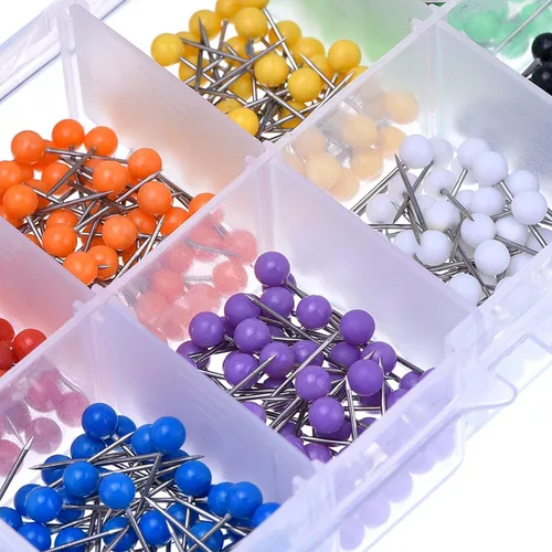 Miniatura 3 de Outus alfileres de acero con cabeza de plástico, 1/8 pulgadas, 500 unidades. Multicolor