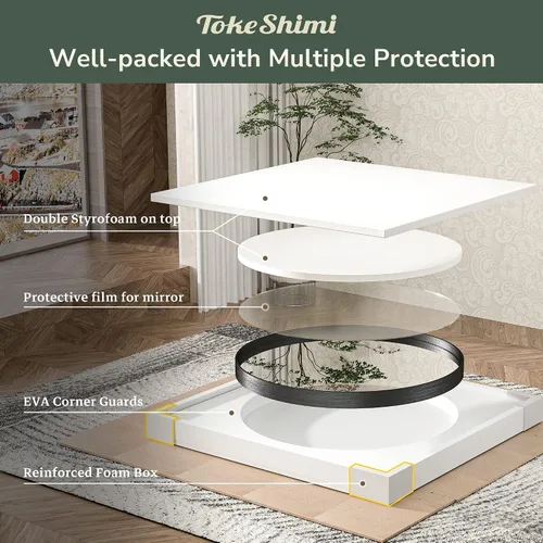 Miniatura 75 de TokeShimi - Espejo para pared de baño, espejo de tocador con marco de metal de aleación de aluminio mate cepillado e inoxidable, decoración rústica