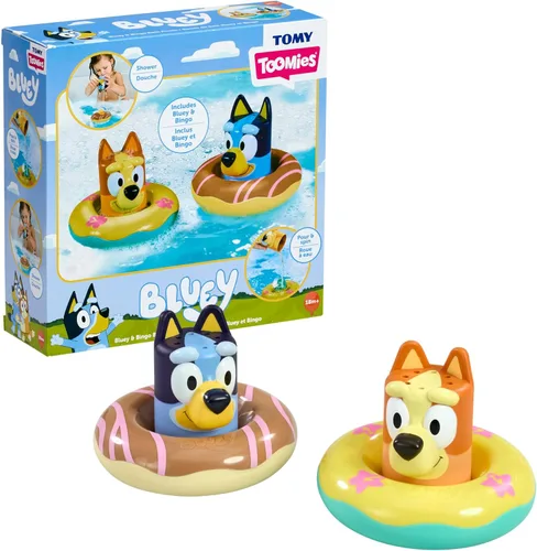 TOMY Toomies Splash & Float Bingo and Bluey Water Toys - Juego de baño y piscina 2 en 1 para niños pequeños con tazas de verter y ruedas de agua, a