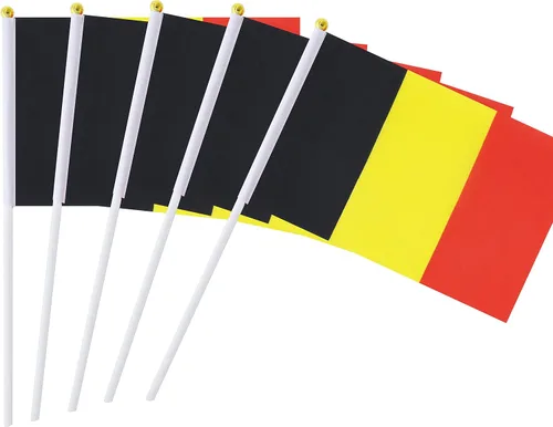Paquete de 25 mini banderas nacionales de campo nacionales, de mano pequeñas de belga, suministros de decoración de fiesta para desfiles, copa del