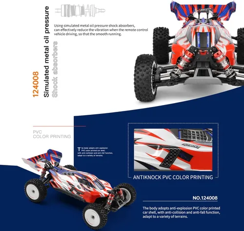 Miniatura 5 de GoolRC WLtoys 124008 - Autos RC sin escobillas para adultos, auto de control remoto a escala 1:12, 4WD 60KM/H, auto de carreras de alta velocidad