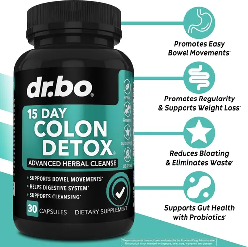 Miniatura 2 de Limpiador de colon desintoxicante para descarga de peso, pastillas de limpieza intestinal de 15 días y probióticos, laxante natural rápido