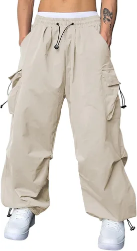 Miniatura 26 de JMIERR Pantalones Cargo Holgados para Hombre de Moda Casuales Pantalón de Paracaídas Ajuste Holgado Harem Joggers con Bolsillos para Ropa Urbana