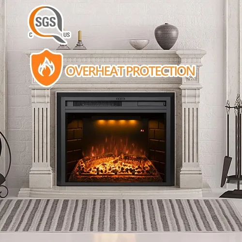 Miniatura 9 de Inserto eléctrico para chimenea de 22" de ancho, chimenea eléctrica de pared con control remoto, troncos realistas y sonido de chisporroteo