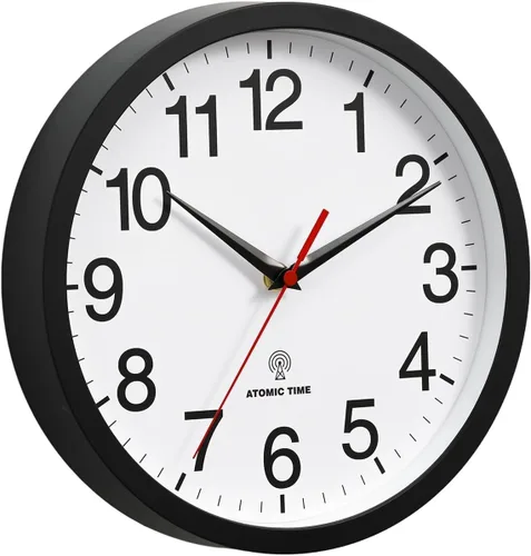 Miniatura 2 de Rohioue Reloj de Pared Atómico, Relojes de Pared Modernos de 10 Pulgadas Operados con Batería, Reloj Analógico para Sala de Estar, Oficina, Hogar