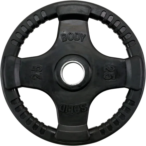 Miniatura 5 de Body-Solid Placa de peso olímpica con revestimiento de goma (1), con agarre antideslizante, perfecta para entrenamiento de fuerza, gimnasio en casa