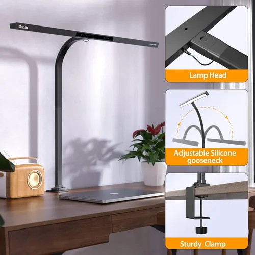 Miniatura 6 de Quntis Lámpara de escritorio LED, lámpara de escritorio con abrazadera de arquitecto para oficina en casa, iluminación de oficina brillante de 31.5