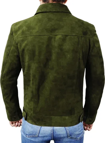 Miniatura 3 de Chaqueta de cuero de gamuza para hombre, estilo occidental, abrigo de cuero vaquero