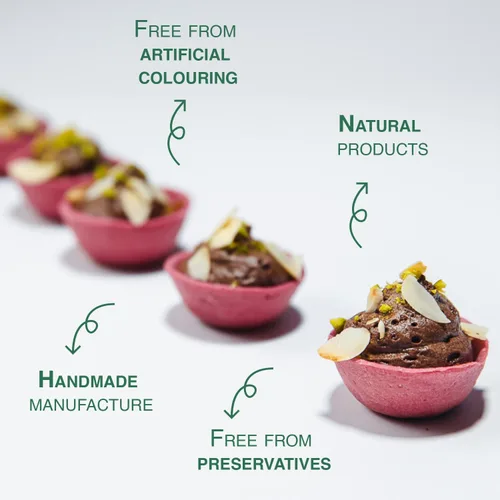 Miniatura 4 de CROC'IN - Mini conchas ácidas neutras - Tazas comestibles de aperitivo o postre - Moldes de pastelería - Confitería artesanal y vegana - 60 piezas