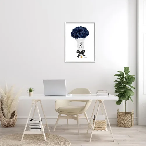 Miniatura 3 de Stupell Industries Ramo floral de rosas azules, lazo glamuroso, diseñado por Amanda Greenwood, arte de pared enmarcado en blanco, 24 x 30 pulgadas
