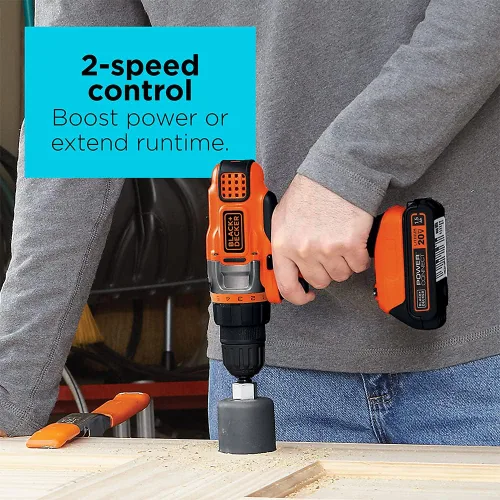 Miniatura 3 de BLACK+DECKER 20V MAX Taladro/desarmador inalámbrico con batería y cargador, luz de trabajo LED (LDX220C)
