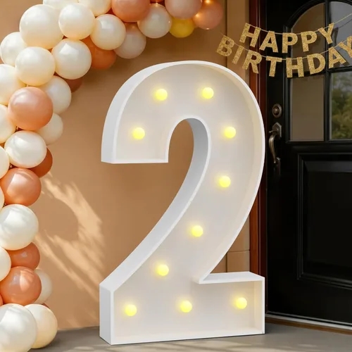 Miniatura 88 de IMPRSV Letras de mosaico iluminadas de marquesina, 4 pies para globos y fiestas, decoración de kit de arco