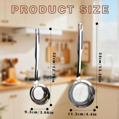 Miniatura 2 de Colador de acero inoxidable de malla fina, filtro de acero inoxidable 2025, colador de red de cocina multifuncional duradero (juego de 2 piezas)