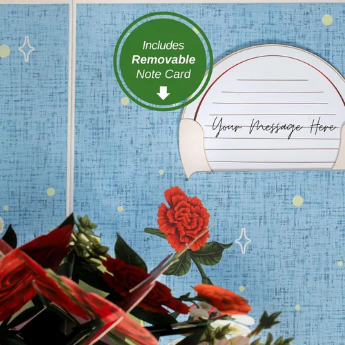 Miniatura 6 de Paper Love Tarjeta de Navidad desplegable, ramo de flores 3D con recuerdo, regalo de decoración navideña, 10 x 7 pulgadas con sobre y etiqueta