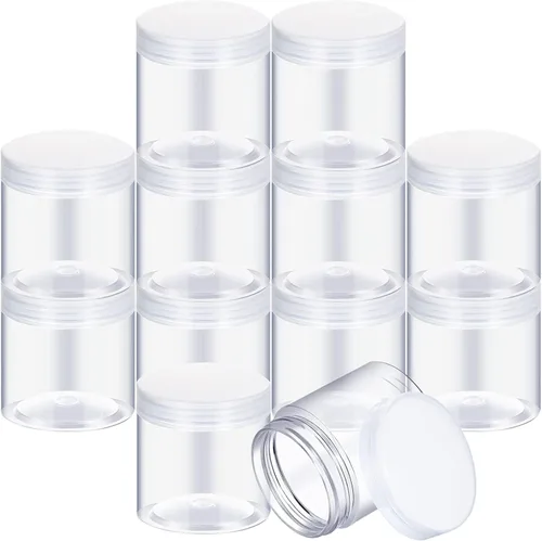 Miniatura 38 de SATINIOR Paquete de 12 frascos de plástico con tapas, frascos redondos para cosméticos de viaje, para artículos de tocador, loción, crema