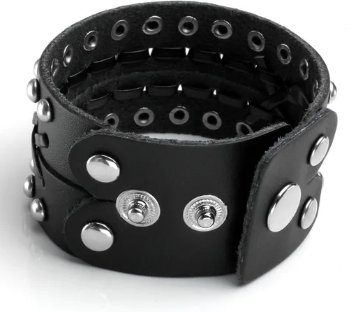 Miniatura 3 de Eigso Pulseras de cuero punk con tachuelas para hombres y mujeres, estilo clásico retro de los años 80, remaches, pulseras para hombre y mujer