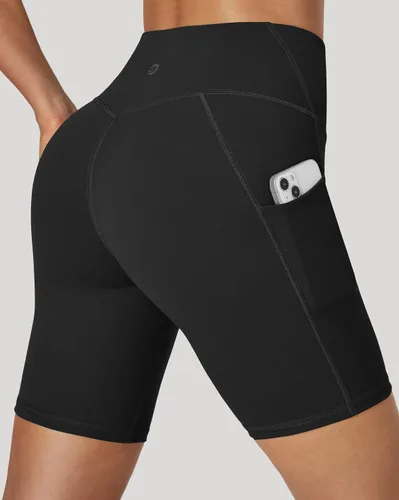 Miniatura 2 de IUGA - Pantalones cortos de ciclismo para mujer, pantalones cortos de entrenamiento de 6 pulgadas con bolsillos, cintura alta, para yoga, correr