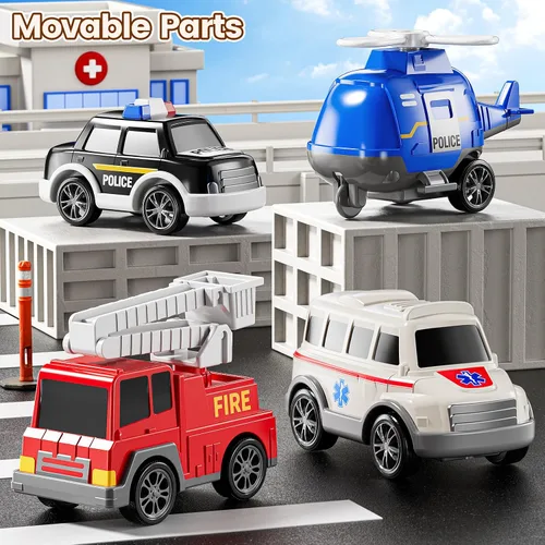 Miniatura 7 de JUKUDAHU Vehículo de Juguete de Ambulancia de Juego 5 en 1 Camiones de Juguete para Niños Pequeños para Niños de 3 4 5 6 7 Años - Autos Accionados