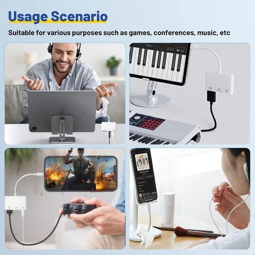 Miniatura 7 de Adaptador USB C a USB 3 en 1 USB C a 0.138 in Adaptador de audio para iPad Adaptador USB