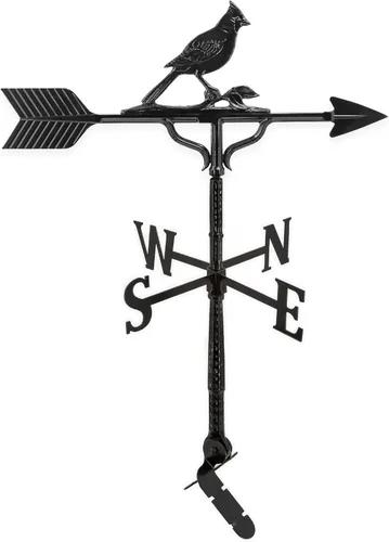 Montague Metal Products Veleta de 32 pulgadas con adorno cardenal negro satinado