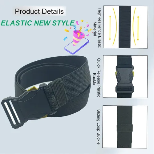 Miniatura 4 de Stretch Tactical Belt,Elastic Mens Belt with Quick Release,1.5" Work Belt for Casual,Hiking,Outdoors,47.24inch