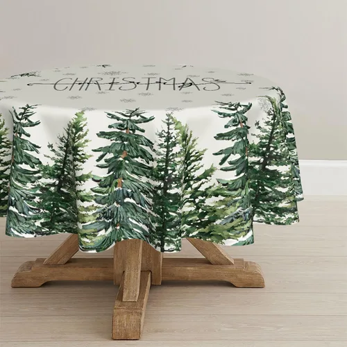 Miniatura 9 de Horaldaily Mantel de Navidad rectangular de 52 x 70 pulgadas, diseño de árboles de nieve de invierno, color blanco, lavable, para fiesta, picnic