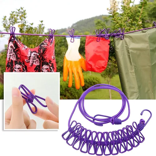 Miniatura 5 de ALINNA Tendedero portátil retráctil, tendedero de viaje con 12 pinzas para la ropa para secar en interiores, accesorios de campamento al aire libre