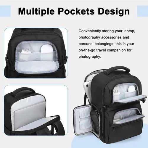 Miniatura 5 de MOSISO Mochila para cámara DSLR/SLR/SLR/sin espejo, bolsa de viaje lateral para fotografía de acceso rápido con compartimento para laptop de 15 a 16