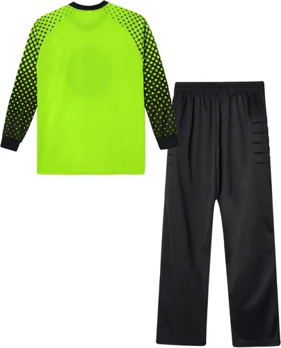 Miniatura 5 de TiaoBug Conjunto de camiseta y pantalones de fútbol acolchados para niños y niños, camisa de portero de manga larga, uniforme de entrenamiento