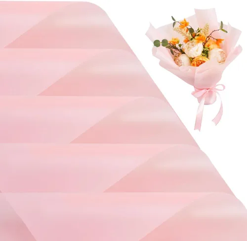 BEISHIDA 100 PCS Papel de Envolver Floral Rosa - Papel de Envolver Flores Mate Impermeable para Ramo, Suministros de Floristería, Manualidades DIY,