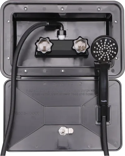 Kit de Caja de Ducha Exterior para RV al Aire Libre para RV, Cámper, Camioneta, Remolque de Viaje, Autocaravana y Barco, Negro