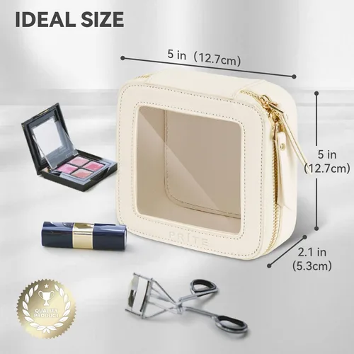 Miniatura 3 de Prite Bolsa de maquillaje transparente, estuche organizador de cosméticos, bolsa de aseo de viaje impermeable, bolsa para el cuidado de la piel