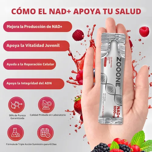 Miniatura 3 de zooone - Suplemento NAD+ 30 piezas, Ribósido de Nicotinamida y Resveratrol Premium, Reparación del ADN y Envejecimiento Saludable, Suplemento NAD