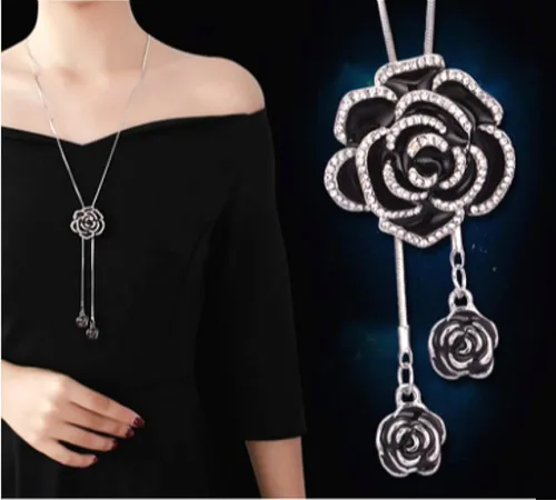 Miniatura 3 de Cathercing - Collar de cadena ajustable, larga y elegante con dije de diamantes de imitación, joyería única para mujeres y niñas