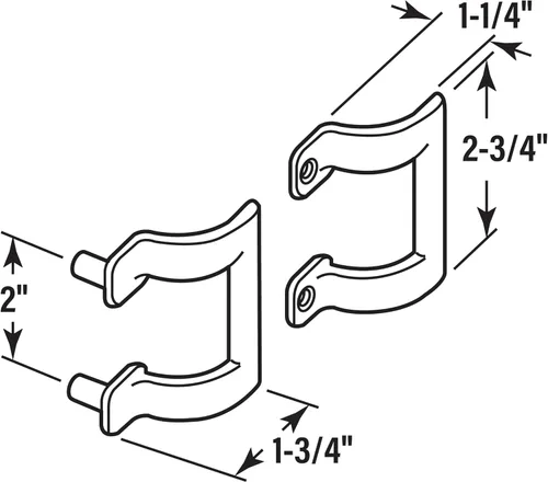 Miniatura 2 de Prime-Line M 6159 - Juego de manijas de puerta de ducha fundidas a presión para puertas de ducha o recinto de bañera, centro de agujeros de 2 Latón