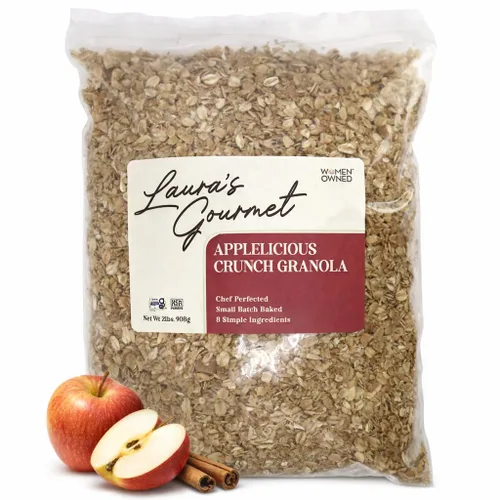 Miniatura 6 de Laura's Gourmet Granola AppleLicious Crunch, 12 oz - 3 packs, Gluten-Free Oats, Vegan, Dairy & Soy Free Snack, Organic Agave, Cinnamon Diced Apples