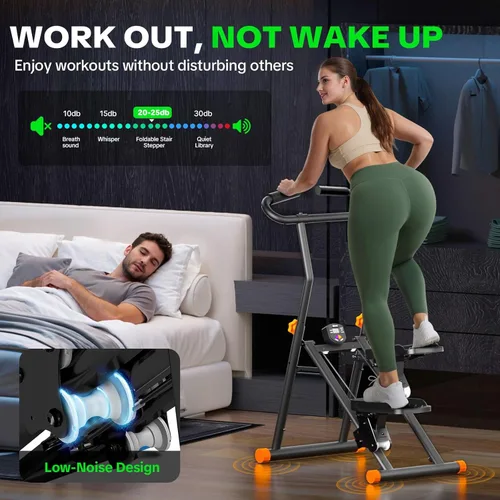 Miniatura 3 de Stair Stepper for Home Gym, 350 lbs Capacity Cardio Machine with Adjustable Height, Non-Slip Pedals, LCD Display, Foldable Design for Full Body