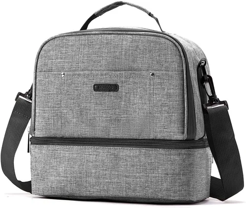 Bolsa para extractor de leche con compartimento para extractor de leche, bolsa enfriadora y resistente a la humedad, doble capa para la madre, Gris
