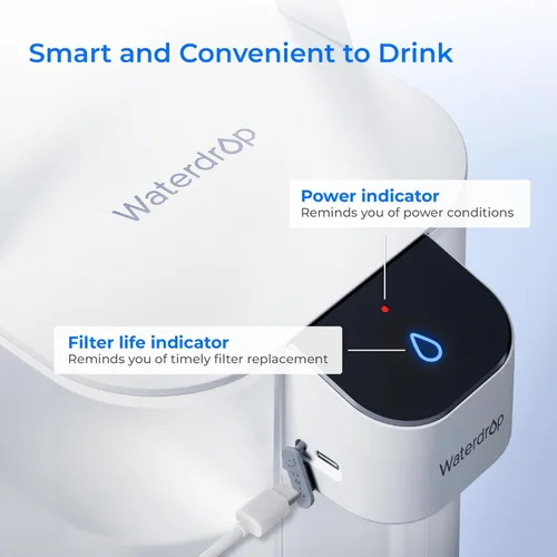 Miniatura 8 de Waterdrop - Jarra con filtro de agua recargable, reduce el 99,6% del plomo y más de 45 impurezas, dispensador de agua eléctrico de 1 año, sistema