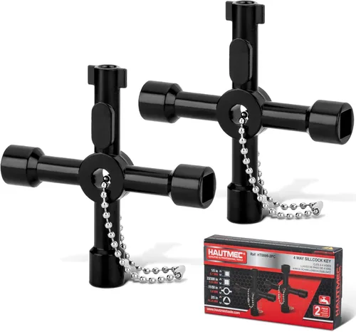 Miniatura 12 de HAUTMEC - Llave de agua sillcock de 4 vías, 1/4", 9/32", 5/16", 11/32" Llave multifunción de acero para llaves de paso, grifos, válvulas y espigas