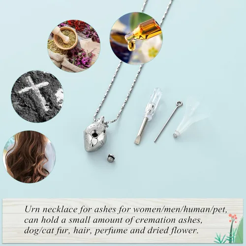 Miniatura 12 de Imrsanl Collar con colgante de joyería de cremación para cenizas – Collar anatómico de urna de corazón para cenizas – Medallones conmemorativos
