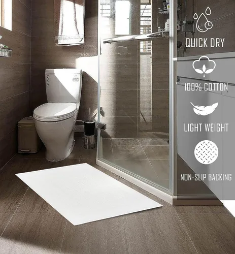 Miniatura 4 de Paquete de 6 toallas de baño blancas de 20 x 30 pulgadas, tapetes de baño económicos de hotel para piso de baño, calidad de hotel y tapetes de baño