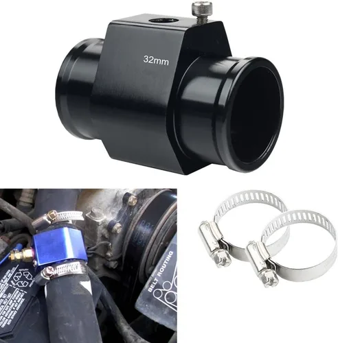 Miniatura 12 de Sensor del radiador de manómetro fabricado en aluminio, adecuado para 1 1/8 - 1 9/16 pulgadas, adaptador, dos abrazaderas para la manguera, 26 mm