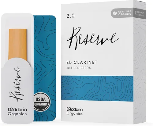 D'Addario Organic Reserve - Cañas para clarinete Eb, selladas individualmente, fuerza 2.0, paquete de 10